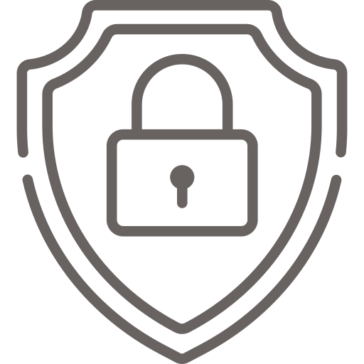 Icon of a lock and a shield depicting information security.